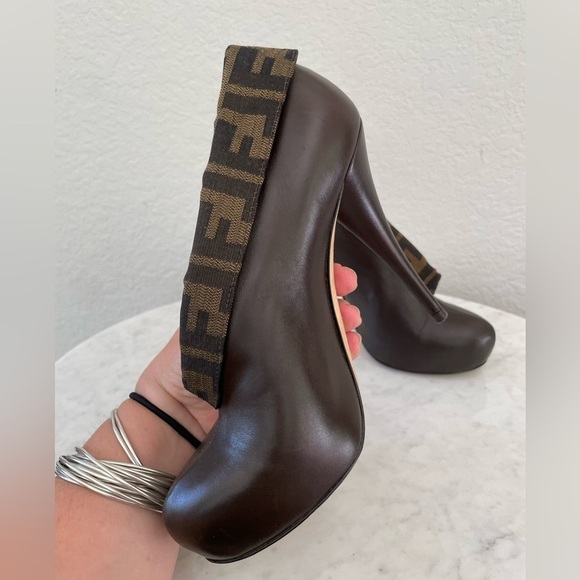 Fendi Zucca Canvas & Leather Envelope Booties – Size 37, Iconic Foldover Style - Picture 8 of 12